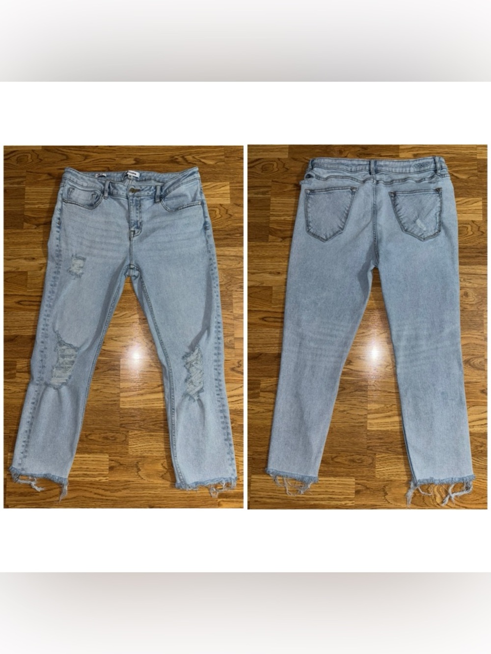 Vigoss Thompson Tomboy Light Wash Distressed Raw Hem Jeans Women's Waist Size 33